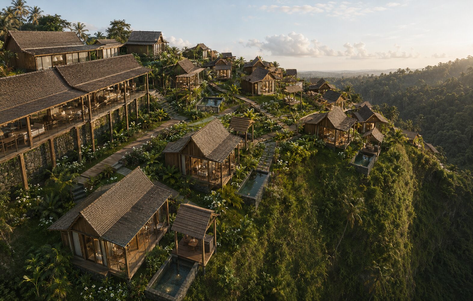Panorama of the hillside resort